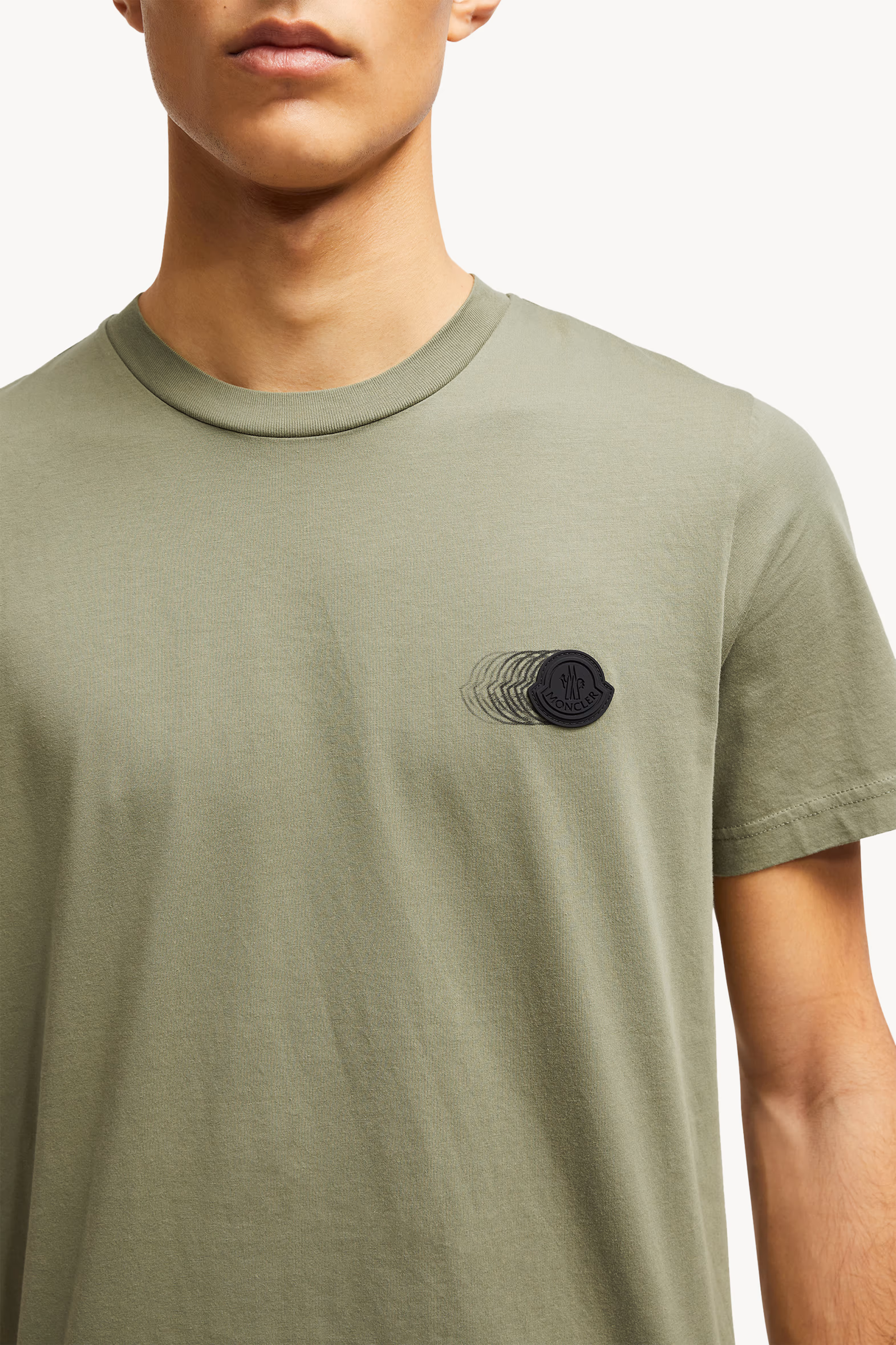 Faded Logo Motif Cotton T-Shirt Men Sage Green Moncler 6